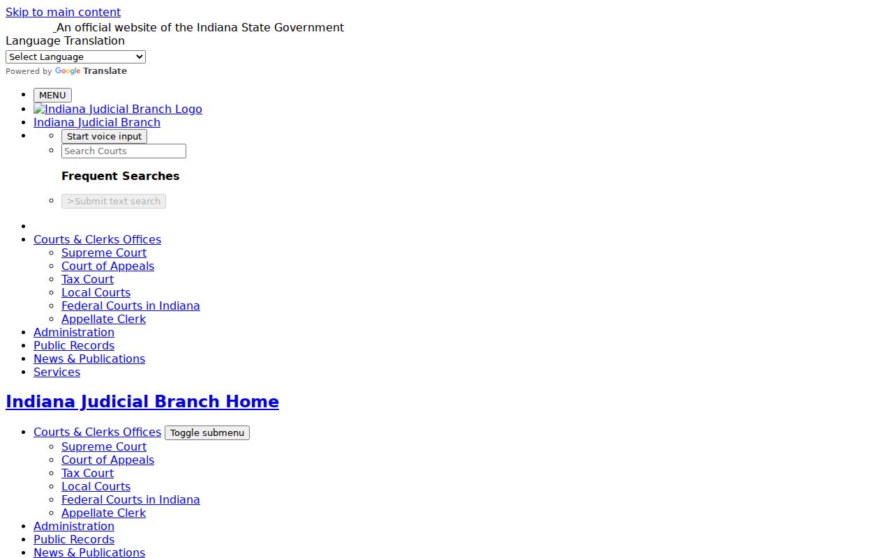 Indiana Odyssey list showing Kosciusko County court codes