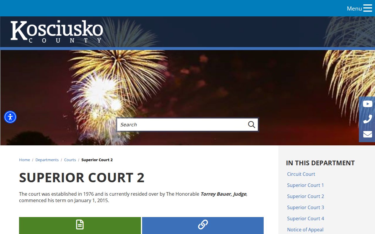 Kosciusko County criminal court docket Superior Court 2