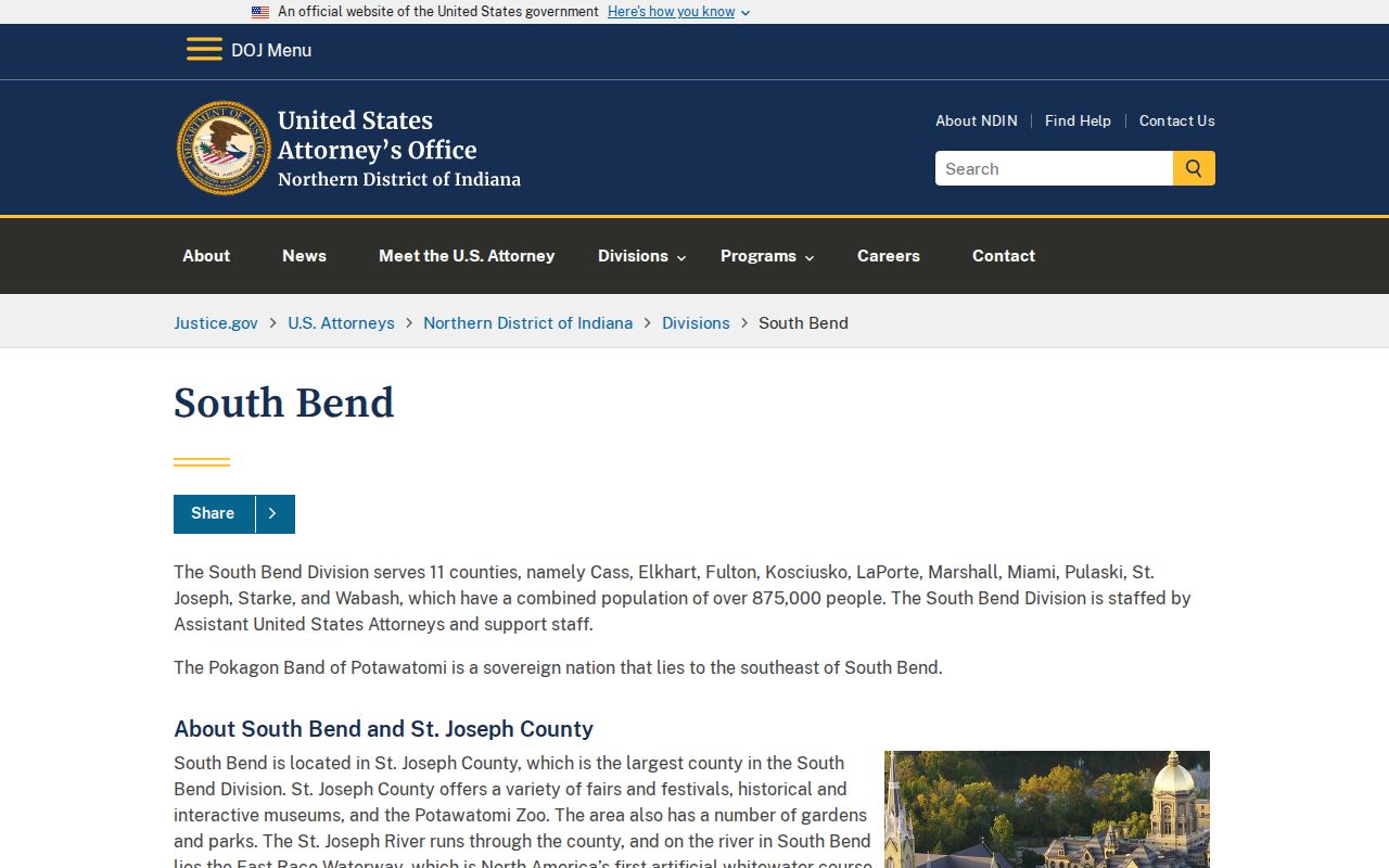United States Attorney Northern District of Indiana South Bend Division page