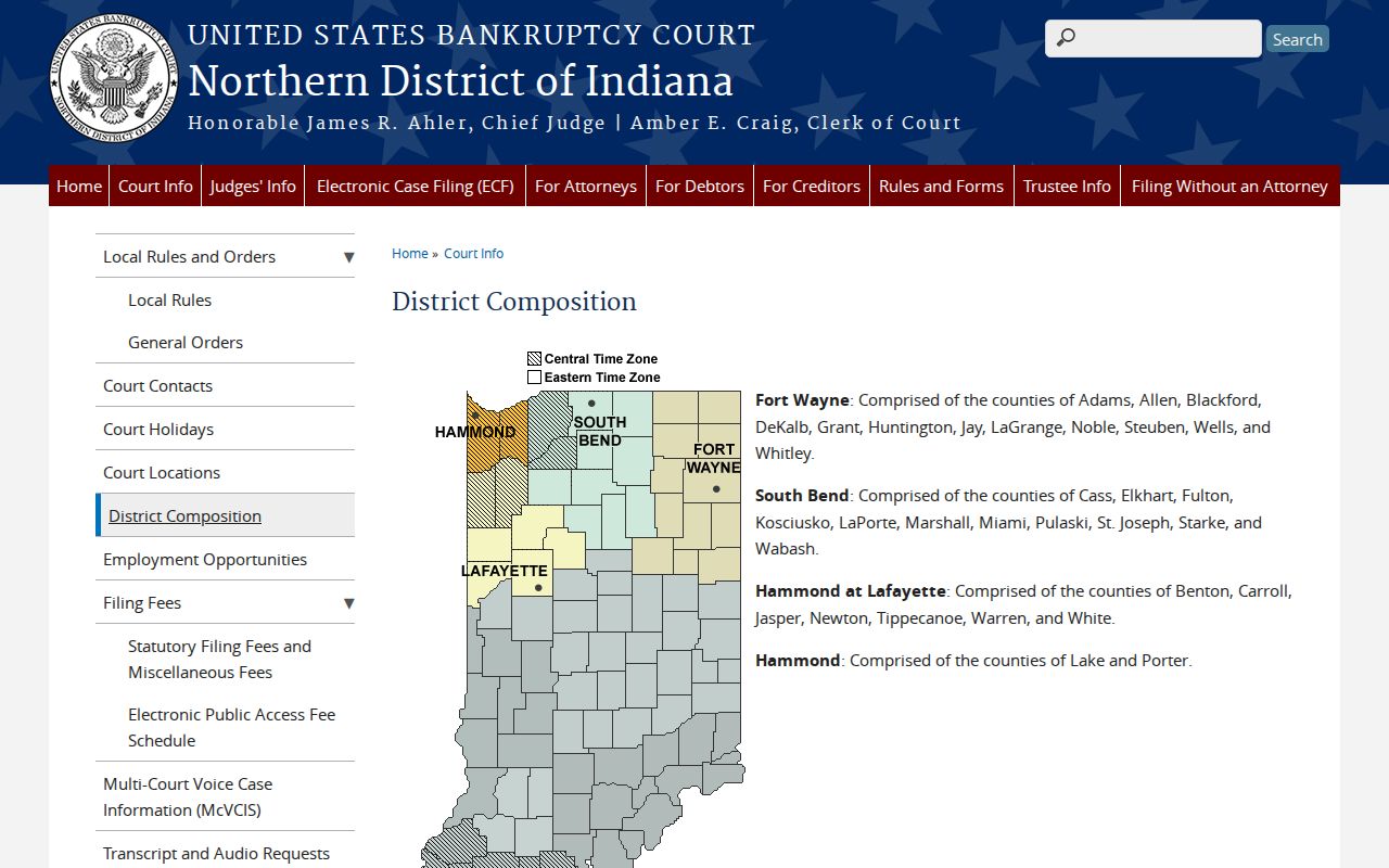 Northern District of Indiana bankruptcy division composition